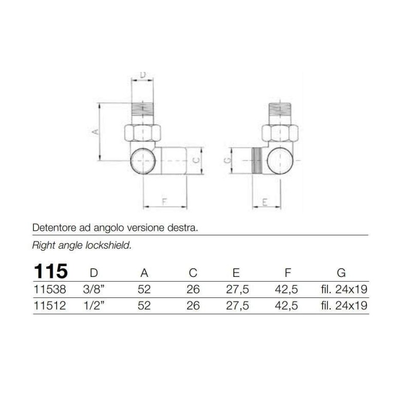 Rücklaufverschraubungen Eckanschluss-Heizkörperventil-Set 1/2"Gas Arteclima KITVAL1CR