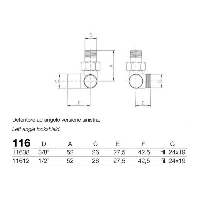 Valvole Detentori Termosifone Set valvole per radiatori idraulici con valvola destra Arteclima KITVAL2