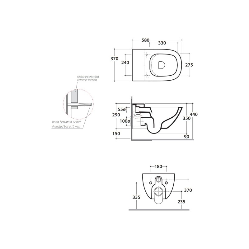 Suspended WC Wall hung wc 58.37 without BRIDA Globo Stockholm LAS04BI