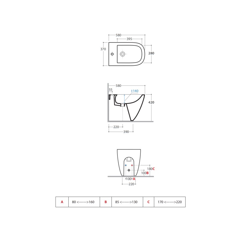 Floor's Bidet Floor mounted ceramic bidet 58.37 Globo Stockholm LA009BI