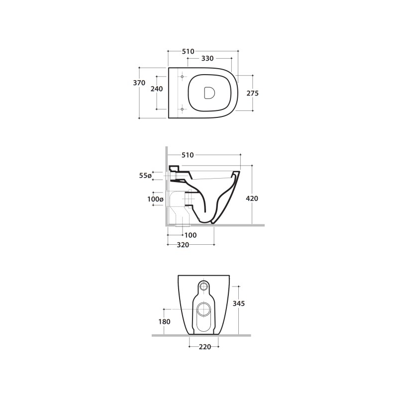 Ground based WC Floor-standing toilet bowl 51.37 Globo Stockholm LA002BI