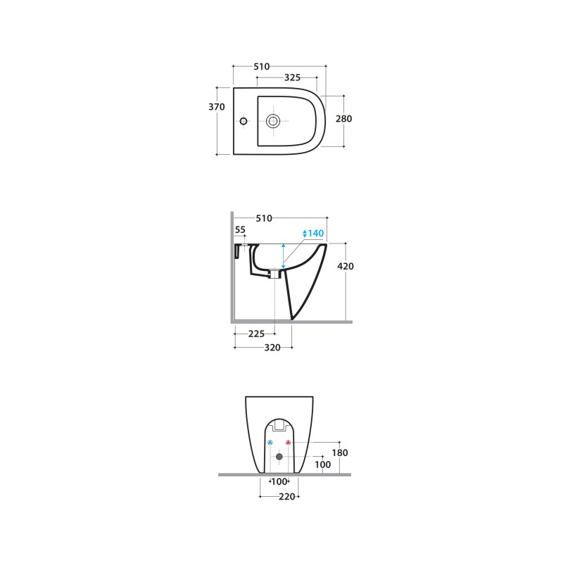 Floor's Bidet Floor mounted ceramic bidet 51.37 Globo Stockholm LA010BI