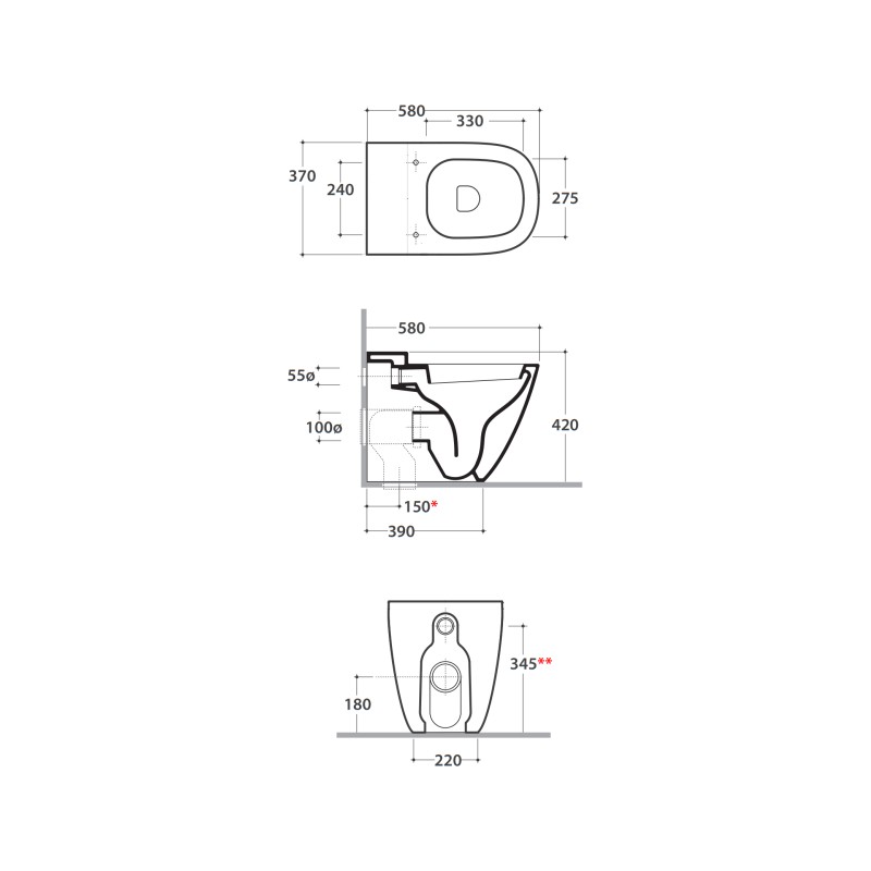 Set Sanitari Wc e Bidet Kit vaso e bidet con installazione a pavimento da 58x37x42 cm Globo Stockholm KITSTOCK3BI