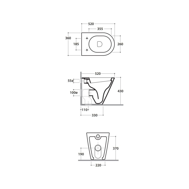 WC a Terra Vaso WC in ceramica a terra installazione filo parete 52.36 Globo Forty3 FO002BI