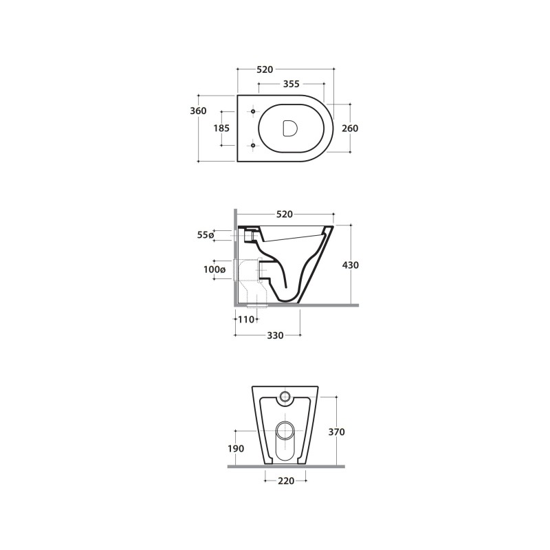 Set Sanitari Wc e Bidet Kit inodoro y bidé blanco brillo 52x36x43 cm Globo Forty3 KITFORTY2BI