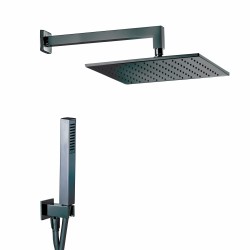 Full Shower Kit Square matt black brass shower kit with 30 x 30 shower head Damast Estro 15411