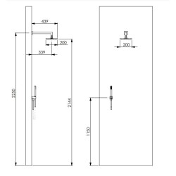 Full Shower Kit Square matt black brass shower kit with 30 x 30 shower head Damast Estro 15411