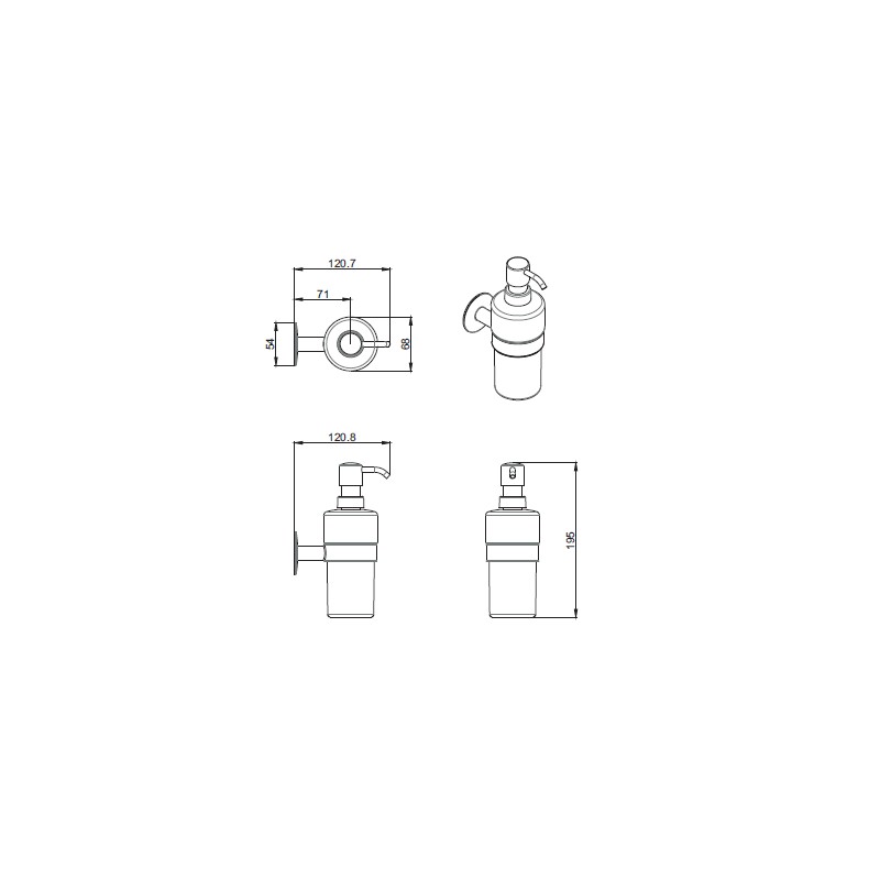 Dispensador de jabón Dispensador de jabón líquido modelo redondo con soporte negro mate Icrolla Venezia 16053NO