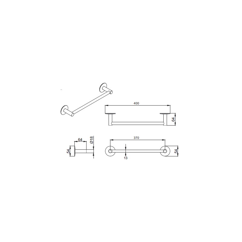 Porta Asciugamani Porta asciugamani modello tondo 40 cm nero opaco Icrolla Venezia 16080NO