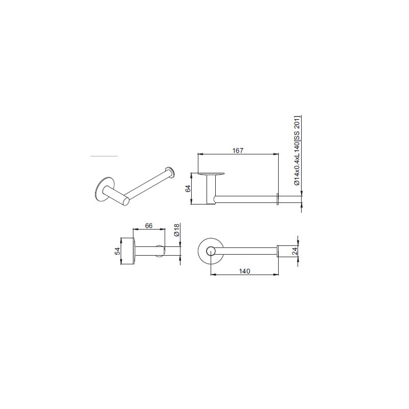 Portarrollos para papel higiénico Portarrollos de papel higiénico negro mate redondo Icrolla Venezia 16056NO