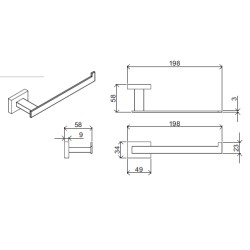 Toilet paper holder Matt black square model toilet paper roll holder Icrolla Zurigo 16071NO