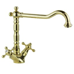 traditional kitchen taps Retro style kitchen sink mixer in shiny gold color Porta&Bini Old Fashion 62570DO