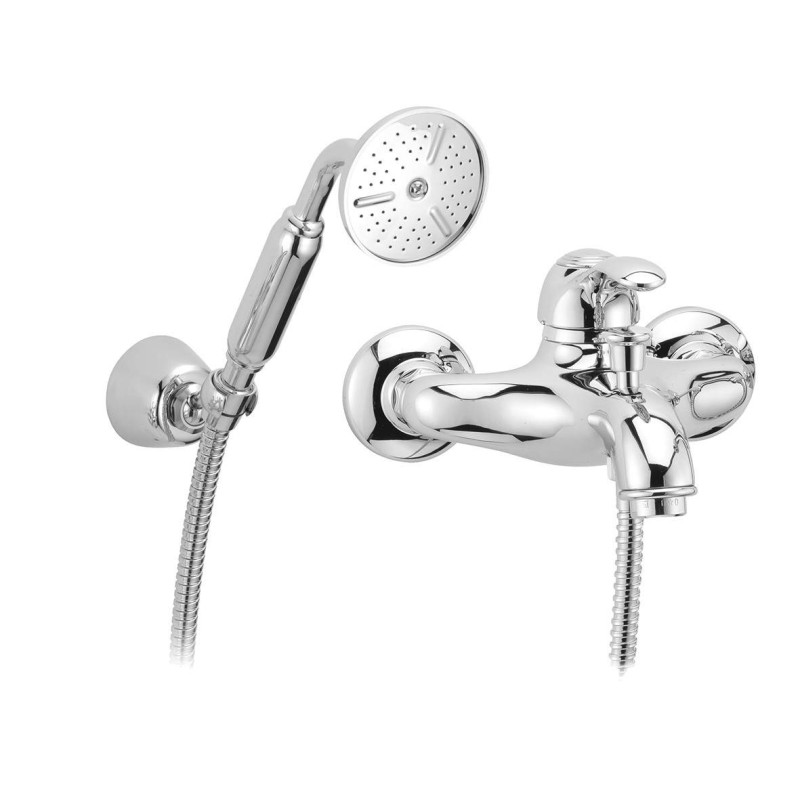 Robinets baignoires Monoleva Mitigeur de bain externe avec support de douche mural de couleur chrome-or Porta&Bini Royal 42100CD