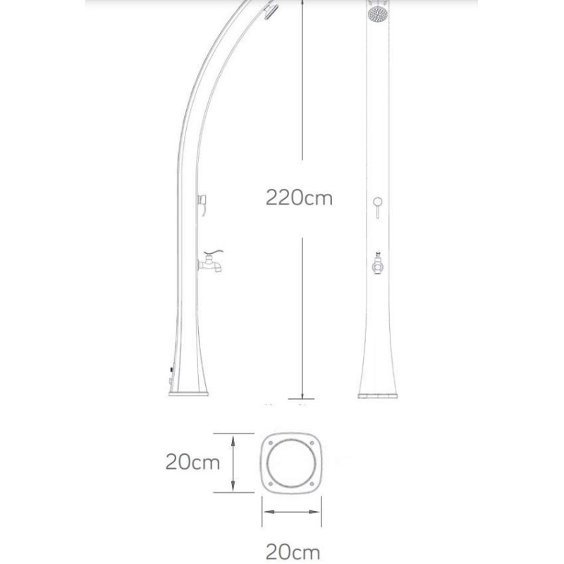 Colonnes de douche avec mélangeur Colonne de douche de jardin solaire de couleur noire avec réservoir Sphera CLPL935RLNE