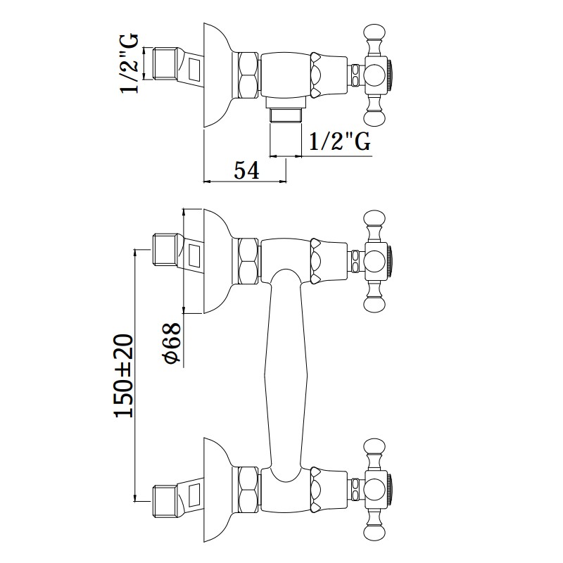 Aufputz Duscharmaturen Chrom-goldfarbene externe Wannengruppe Paffoni Belinda FBLV168DCO