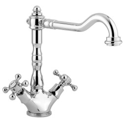 Robinets traditionnels pour la cuisine Robinet double levier pour évier de cuisine avec bec réglable chrome-or Paffoni Belinda F