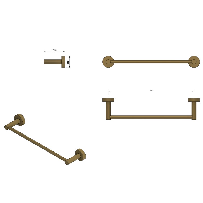 Handtuchhalter Handtuchhalter 30 mm aus gebürstetem goldfarbenem Messing ICrolla 16104.ABG