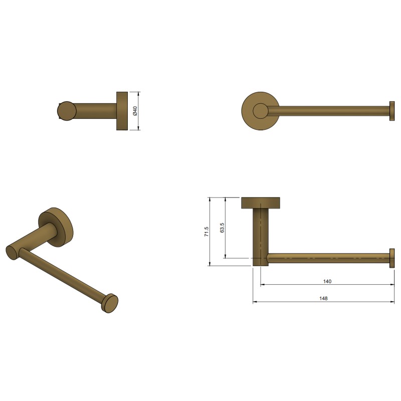 Toilettenpapierhalter Toilettenpapierhalter aus gebürstetem goldfarbenem Messing Icrolla 16107.ABG