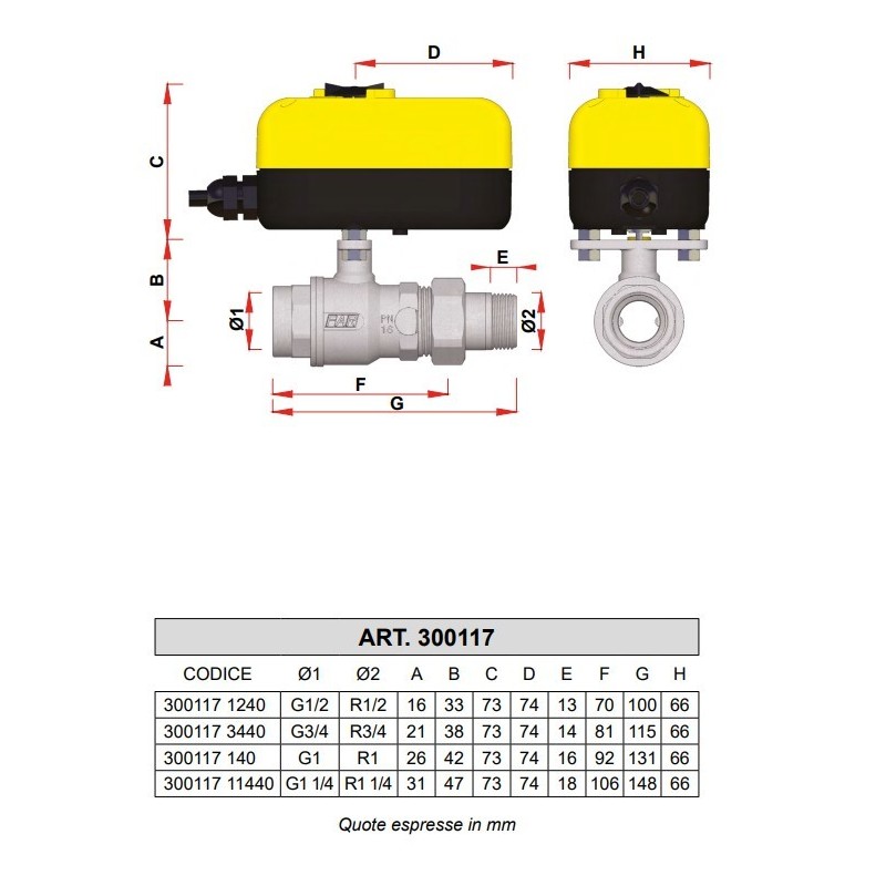 Zone valve 2-way zone control ball valve with male-female connections Far 300117