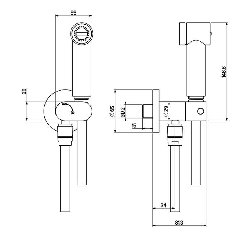 WC-Handbrausen WC-Hydrobürste in gebürsteter Goldfarbe Gattoni RT021SG