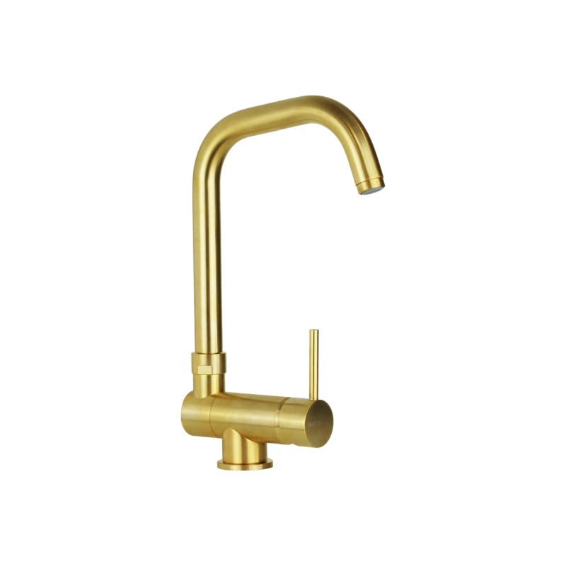 Spandrel kitchen taps Brushed gold kitchen sink mixer with folding barrel Gattoni 6014765SG