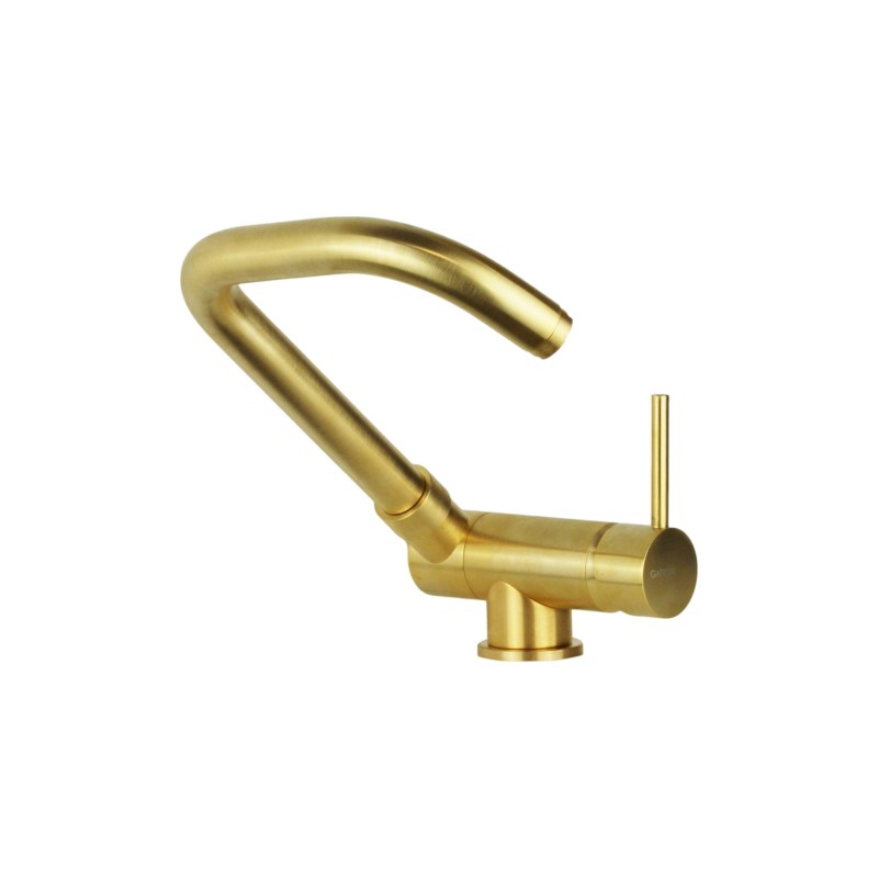 Spandrel kitchen taps Brushed gold kitchen sink mixer with folding barrel Gattoni 6014765SG