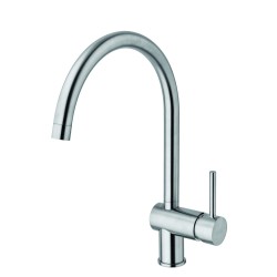 traditional kitchen taps Kitchen sink mixer in brushed steel with round swivel spout Paffoni Light LIG280ST