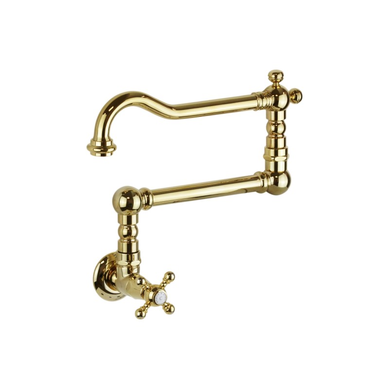 Wall-mounted kitchen taps Jointed pot filler tap in gold colour P&B Classical 62560DO