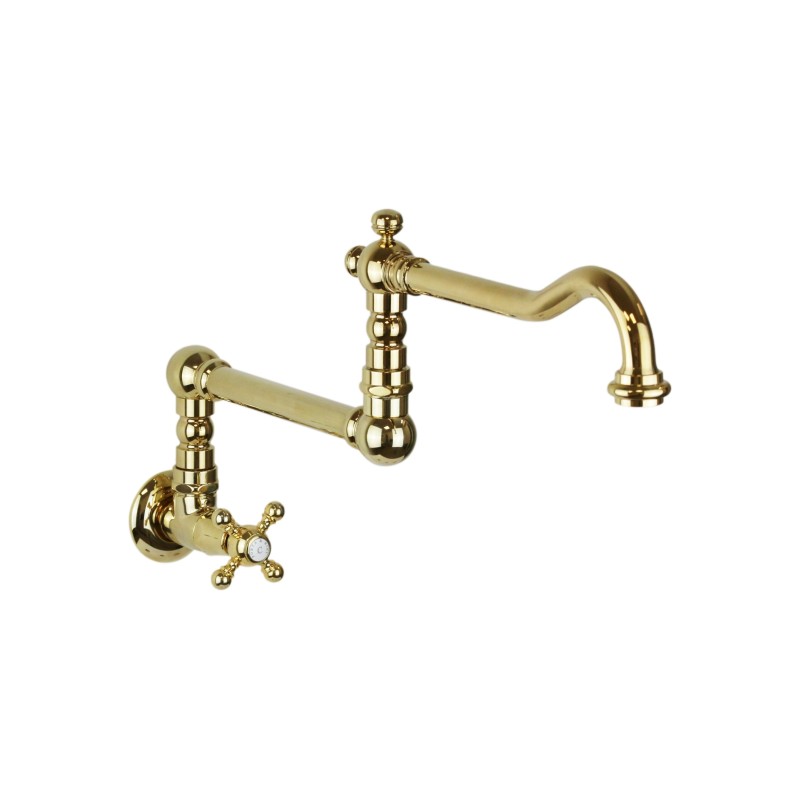 Wall-mounted kitchen taps Jointed pot filler tap in gold colour P&B Classical 62560DO