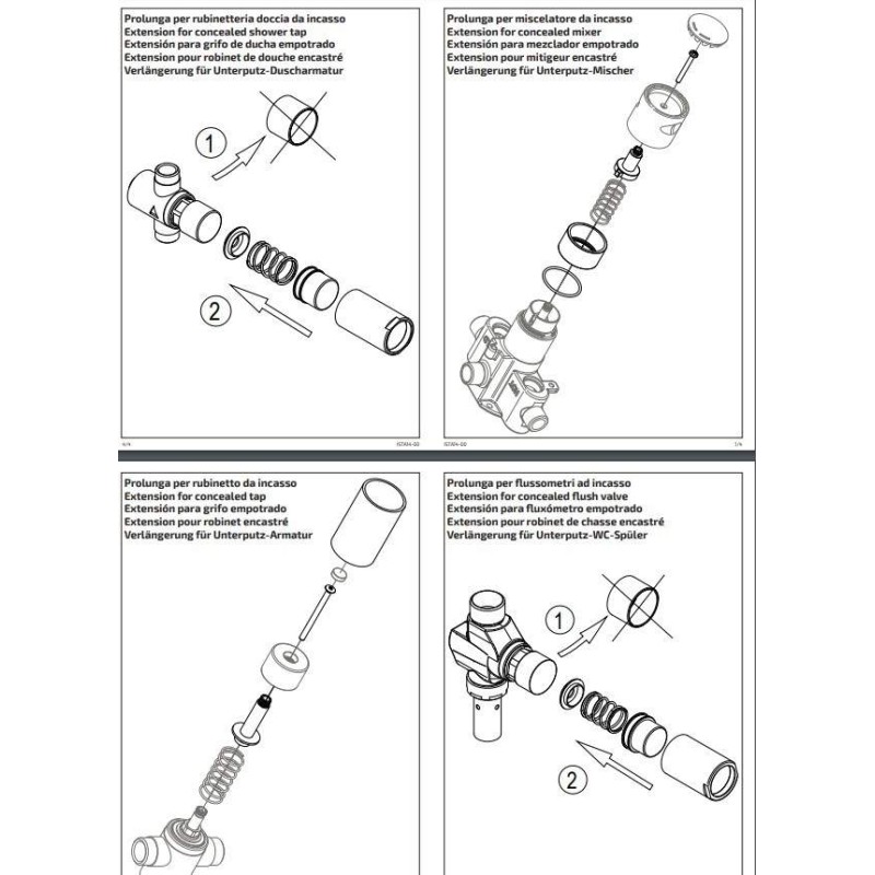 Prolunghe per miscelatori Kit prolungamento 30 mm per comando flussometri temporizzati da incasso IDRAL 09072