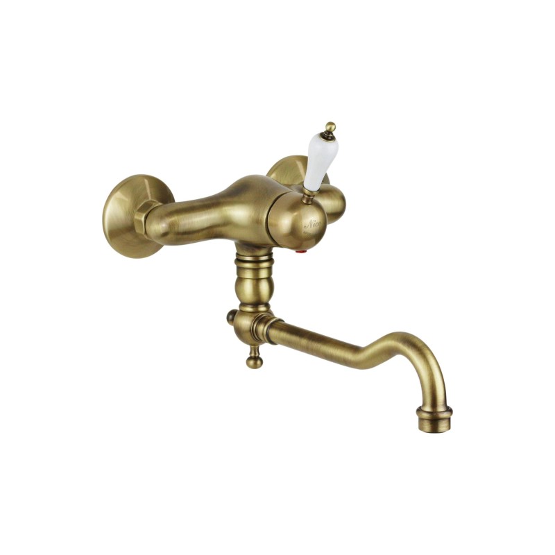 Wall-mounted kitchen taps Retro model wall mounted kitchen sink mixer in bronze color NICE 600032BB