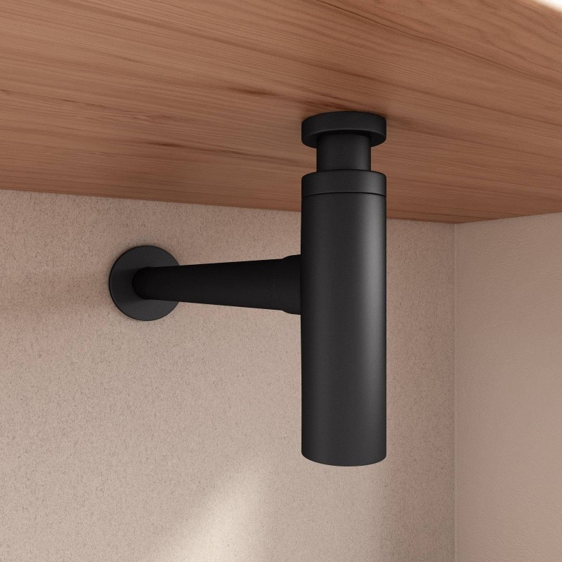 Siphons, discharges and drains Standard siphon in matt black color Piralla Rubinetterie SIFTNR