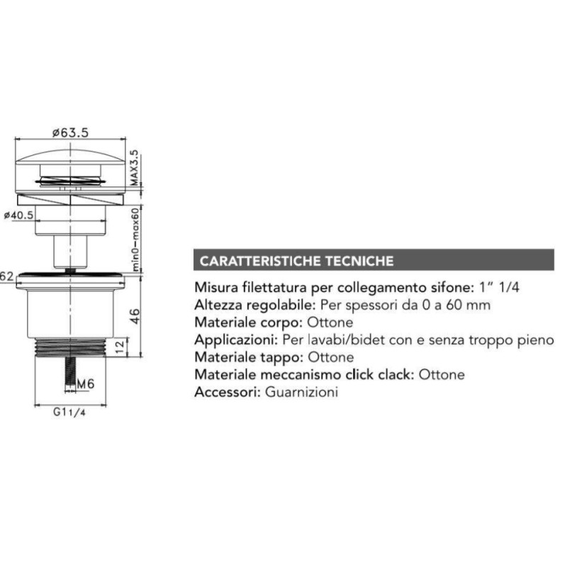 Tuyau de vidange d'eau Ensemble siphon et bonde couleur or brossé Pollini KITSCA1ORS