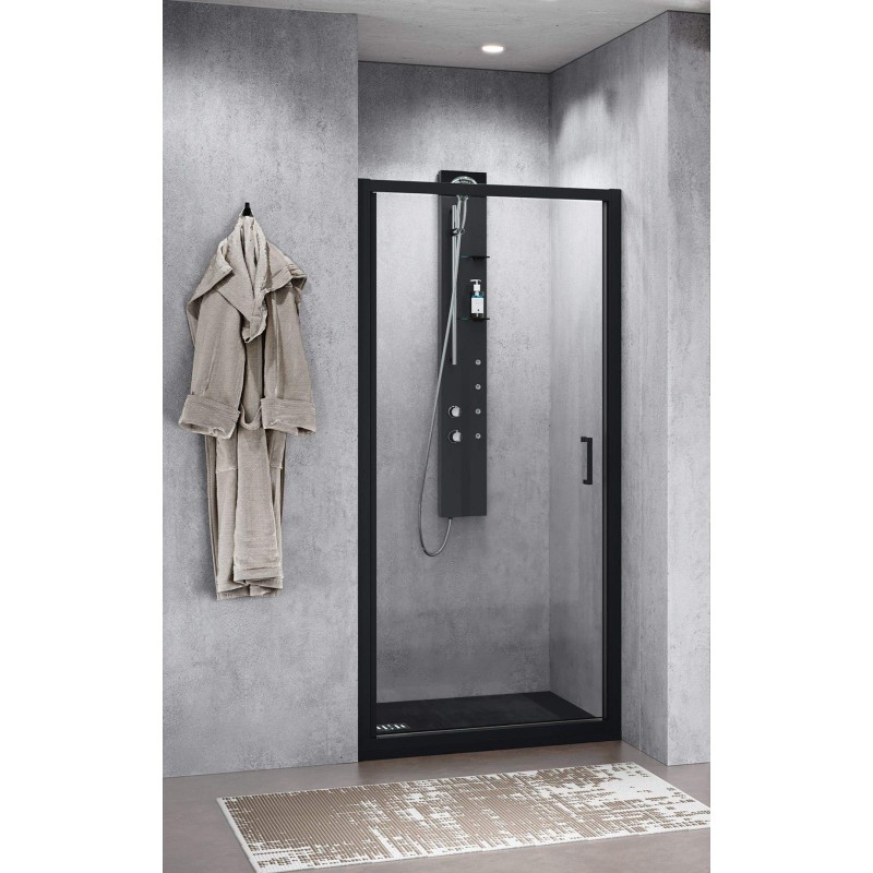 Porta doccia girevole per nicchia 100 cm profili nero opaco Novellini  Zephyros 2.0 G