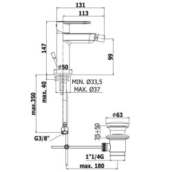 Robinets pour le bidet 1 levier Mélangeur de bidet en laiton chromé Paffoni Candy CA135CR