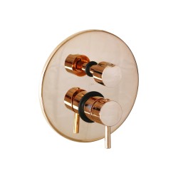 Built-in shower taps Built-in shower mixer with two outlets in rose gold color with rotary diverter Paffoni Light LIG018ROSE