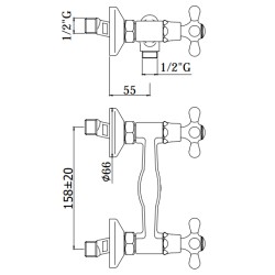 Robinets extérieurs de douche Robinet extérieur avec douchette à double levier de couleur cuivre Paffoni IRIS IRV168DRM