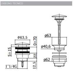 Sifoni Scarichi Pilette Piletta di scarico modello universale funzione clic-clac in colore oro Paffoni ZSCA050HG