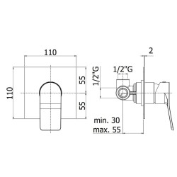 Robinets Douche encastrés Mitigeur douche à encastrer 1 sortie avec plaque inox Paffoni Tilt TI010ST/M