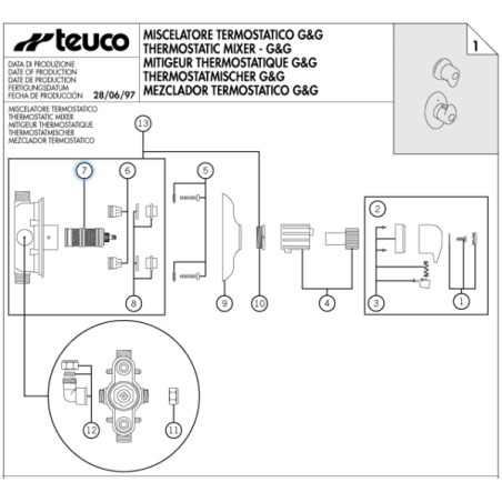 Cartouche thermostatique laiton d 34mm STSR ST127 Cartouche