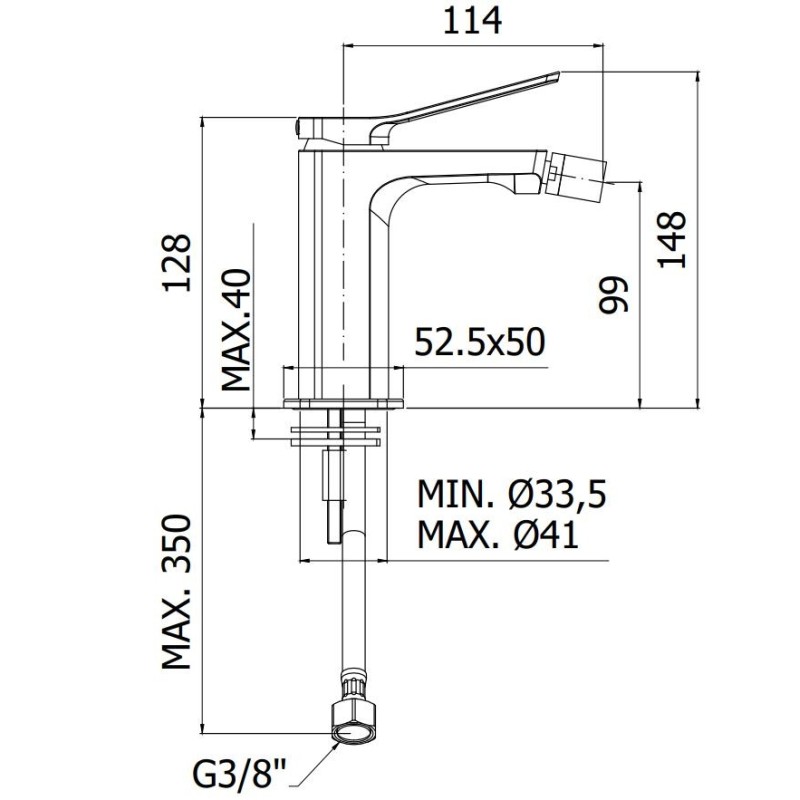 Single lever bidet taps Matt white brass bidet mixer with oblique lever Paffoni Tilt TI131BO