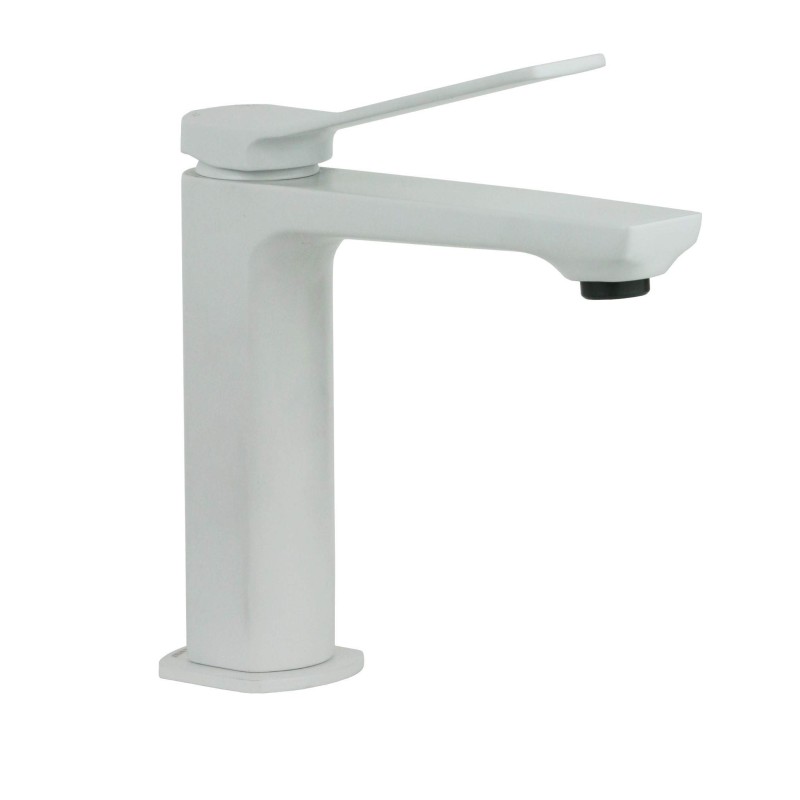 Grifos Lavabo Monomando Mezclador de lavabo de latón con palanca inclinada en color blanco mate Paffoni TILT TI071BO