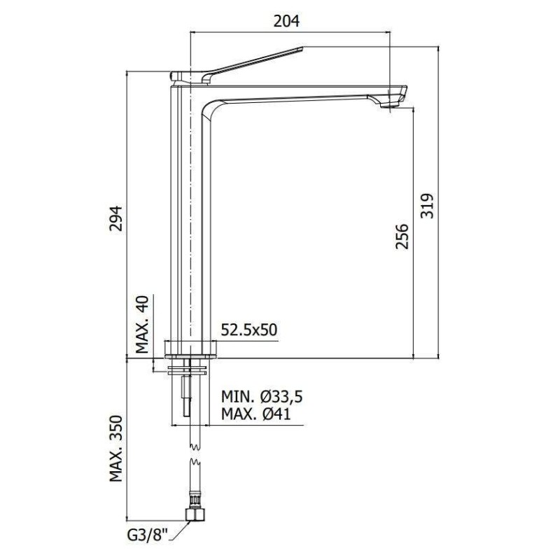 Grifos de lavabo palangana Mezclador de 294 mm de altura para lavabos sobre encimera en color blanco mate Paffoni TILT TI081BO