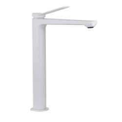 Grifos de lavabo palangana Mezclador de 294 mm de altura para lavabos sobre encimera en color blanco mate Paffoni TILT TI081BO