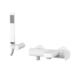 Grifos monomando bañera Monomando de pared para bañera completo con ducha de mano blanca opaca Paffoni TILT TI023BO