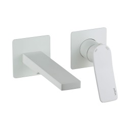 Rubinetti lavabo a parete Miscelatore lavabo a parete modello quadro bocca da 20 cm colore bianco opaco Paffoni TILT TI105BO70