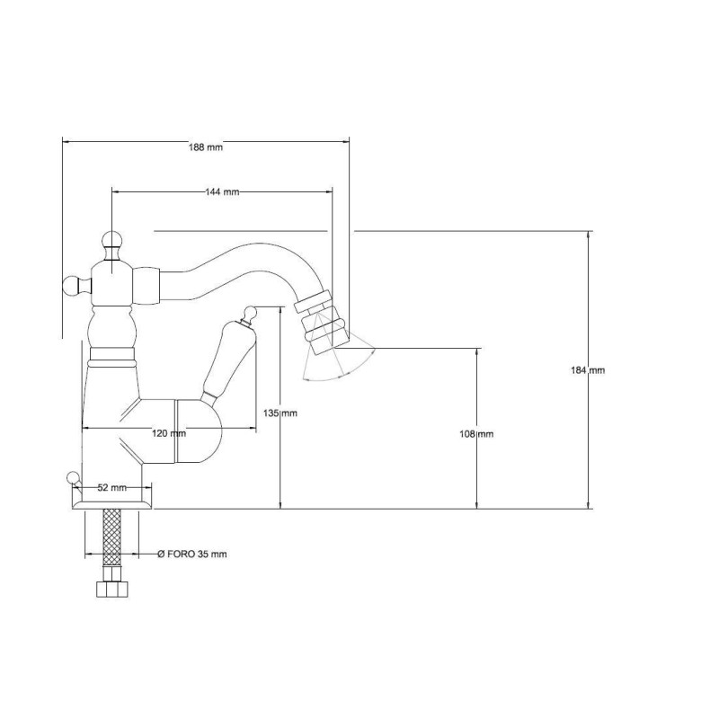 Robinets pour le bidet 1 levier Bec pivotant pour mitigeur de bidet de style rétro de couleur chrome Nice Funny 600026CB