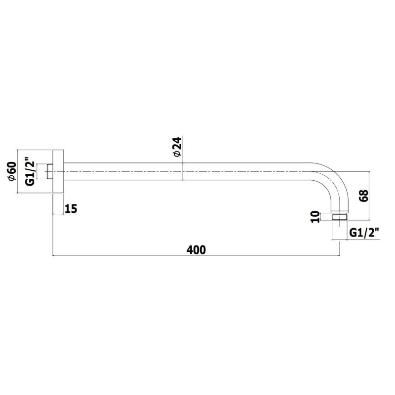 Brackets for shower head Shower head arm 400mm matt black color Paffoni ZSOF034NO