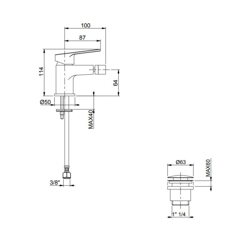 Einhebelmischer Icrolla Rubinetteria Bidetmischer mit verstellbarem Gelenk Flash 21032CR