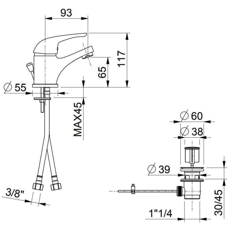 Robinets de lavabo à levier unique Miscelatore per lavabo economico in ottone cromato Icrolla H23 23028CR